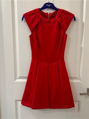 Ted Baker London Red Cap-Sleeve Fit & Flare Mini Dress